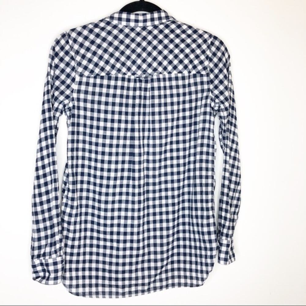 J.Crew Boy Fit Navy Gingham Crinkle Shirt 00 Classic Button Down Cotton - Picture 5 of 7